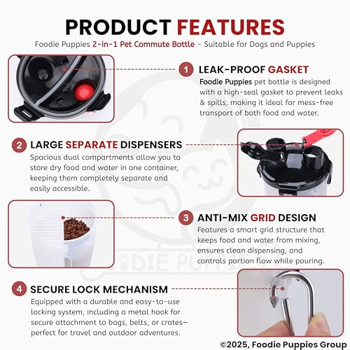 Image of Foodie Puppies 2-in-1 Pet Travel Water Bottle (350ml) with Collapsible Bowls - Portable Food & Water Dispenser, Leakproof, Snap Lid, Non-Slip Design | Pet Feeder for Dogs & Puppies (White, Pack of 1)