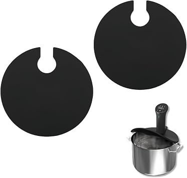 2 Pack - Precision Cooker Silicone Lids for Pots up to 10.5" - Fits Anova, Instant Pots, Vacuum Cooking Lids, and Most Heavy Duty Silicone Lids - Black