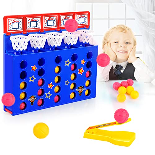 KETIEE Connect 4 Shots Game,Bouncing Ball Game,Classic Board Games 4 Shots Game Bounce and Link Shot Ball Game Childrens Educational Toys,4 in A Row Board Game for Kids and Family(Basketball Shots)