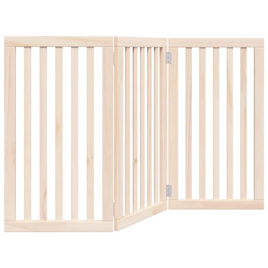 vidaXL Cancello per Cani Pieghevole 3 Pannelli 150 cm Legno di Pioppo, cancello per animali domestici, cancello di sicurezza per cani, cancello per cuccioli per scale