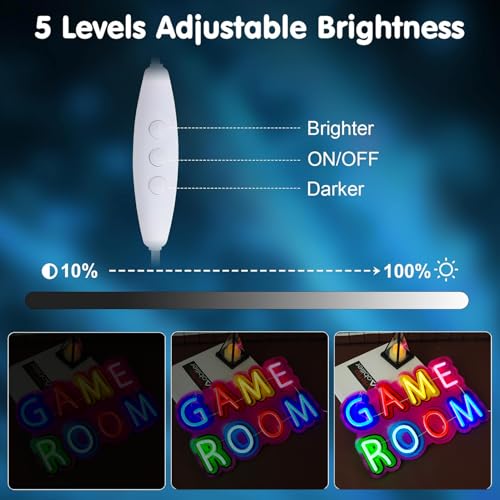 Image of Game Room Neon Sign,Game Neon Lights Wall Decor for Internet Cafe, Gaming Room, Man cave, Bedroom Gift Art for Boys Girls Fans Gamer-15.8 x 9.61 IN-USB Powered-Acrylic
