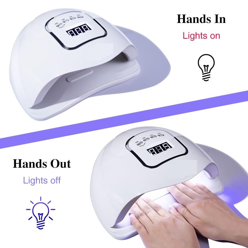 Lampada for asciugatura unghie portatile, 120/80W, for la polimerizzazione di tutti gli smalti in gel, con luce LED UV intelligente(1)
