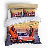 HipBee Kids Sports Car Comforter Sets Full Size,Teens Boys Racing Car Bedding Sets with Pillowcases Bedroom Decor