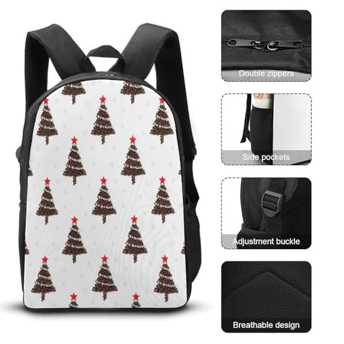 Unisex Fashion 3 Pcs Set, Large Capacity Christmas Tree Backpack, Pencil Pouch Easy to Clean, Lunch Bag for Work3