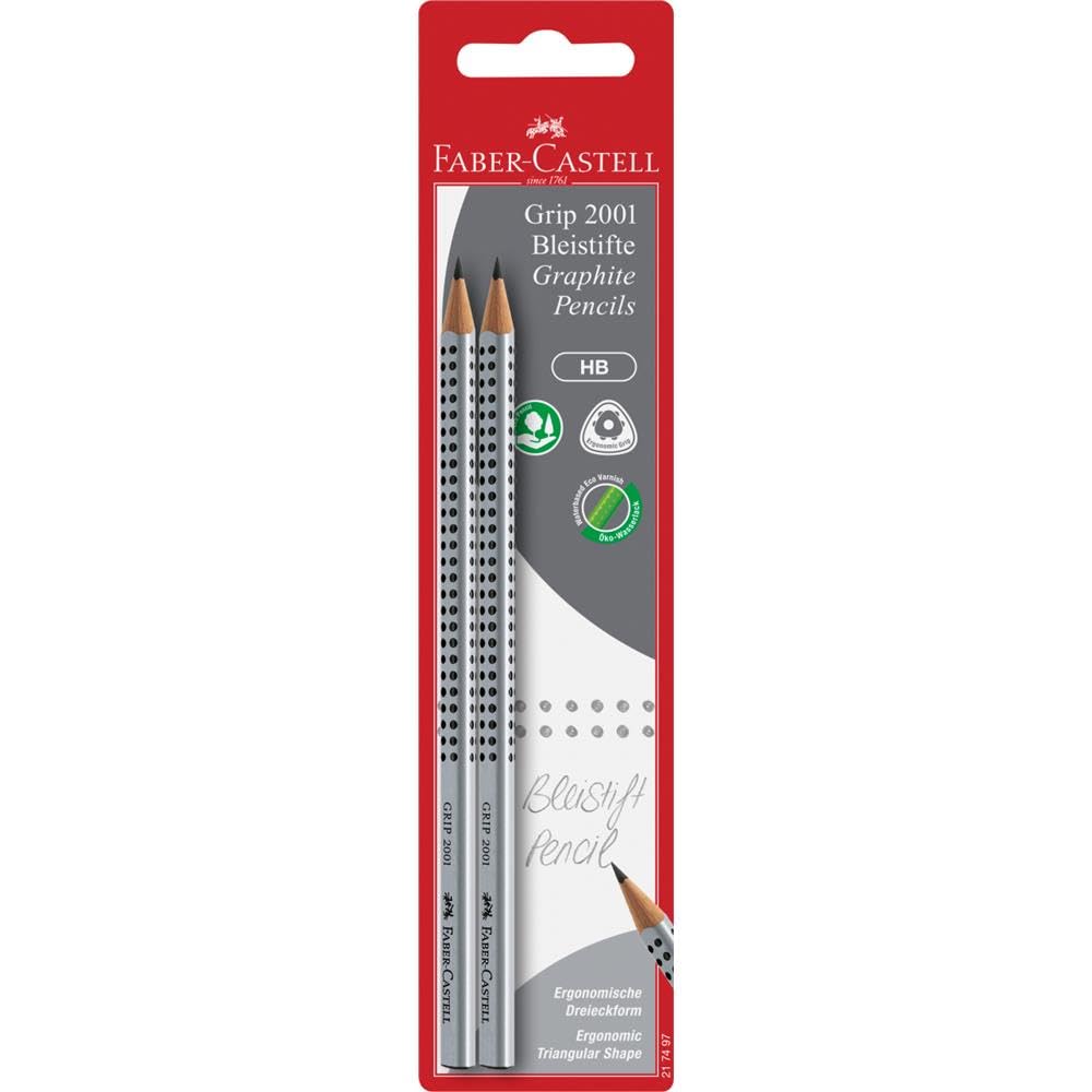 Faber-Castell 217497 - Kurşun kalem Grip 2001, sertlik derecesi HB, 2'li set