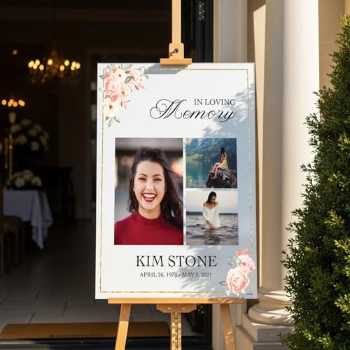 Image of Personalized Funeral Sign With Photo - Funeral Welcome Poster - In Loving Memory Sign - Personalized Funeral Signs - Memory Sign for Funerals with Picture - Custom Funeral Banner