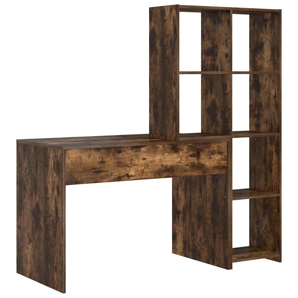 vidaXL Scrivania Rovere fumé 138,5 x 55 x 143 cm Legno ingegnerizzato