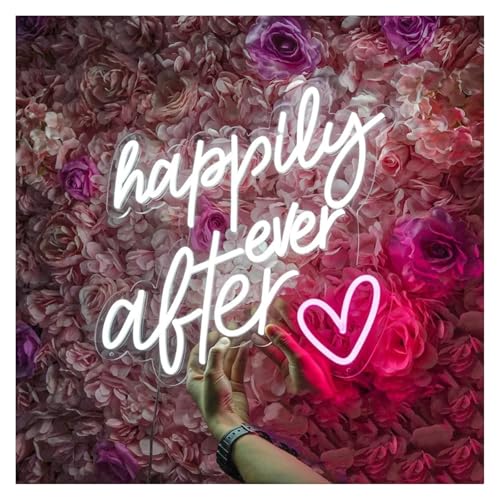 Néon Happily Ever After rose pour déco de mariage et mur de chambre romantique