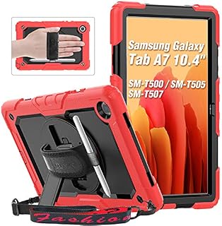 SEYMAC Samsung Galaxy Tab A7 10.4 2020 (SM-T500/T505) Case,Shockproof Case with 360° Rotating Hand Strap/Kickstand, Shoulder Strap, Screen Protector for Galaxy Tab A7 2020, Pink