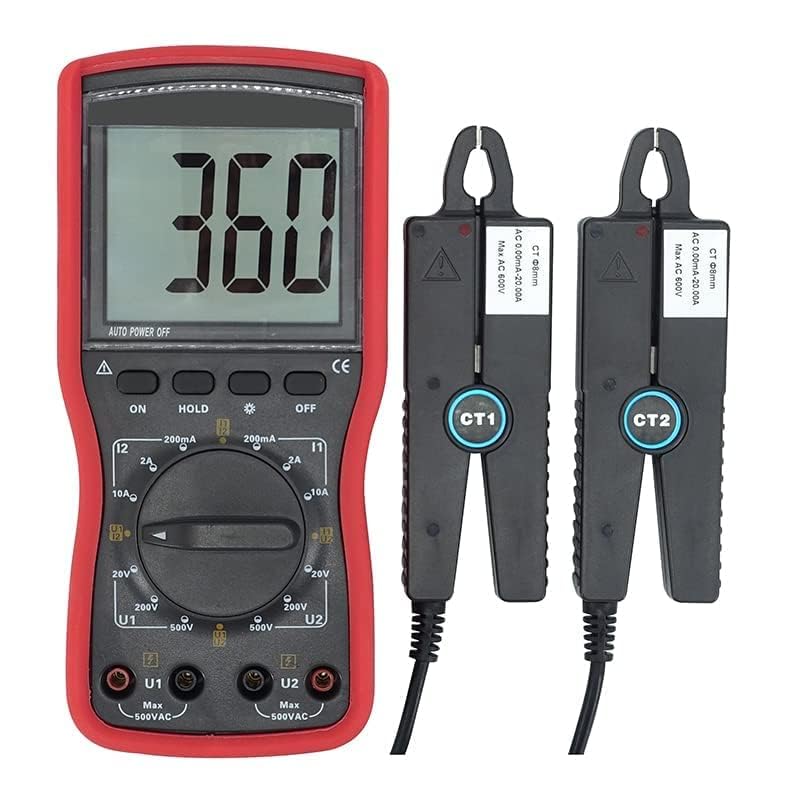 Multimeter Ampere Meter Voltmeter Voltage Meter Tester Double Clamp Phase Voltmeter with Data Hold Function Measuring Range 0 to 500V