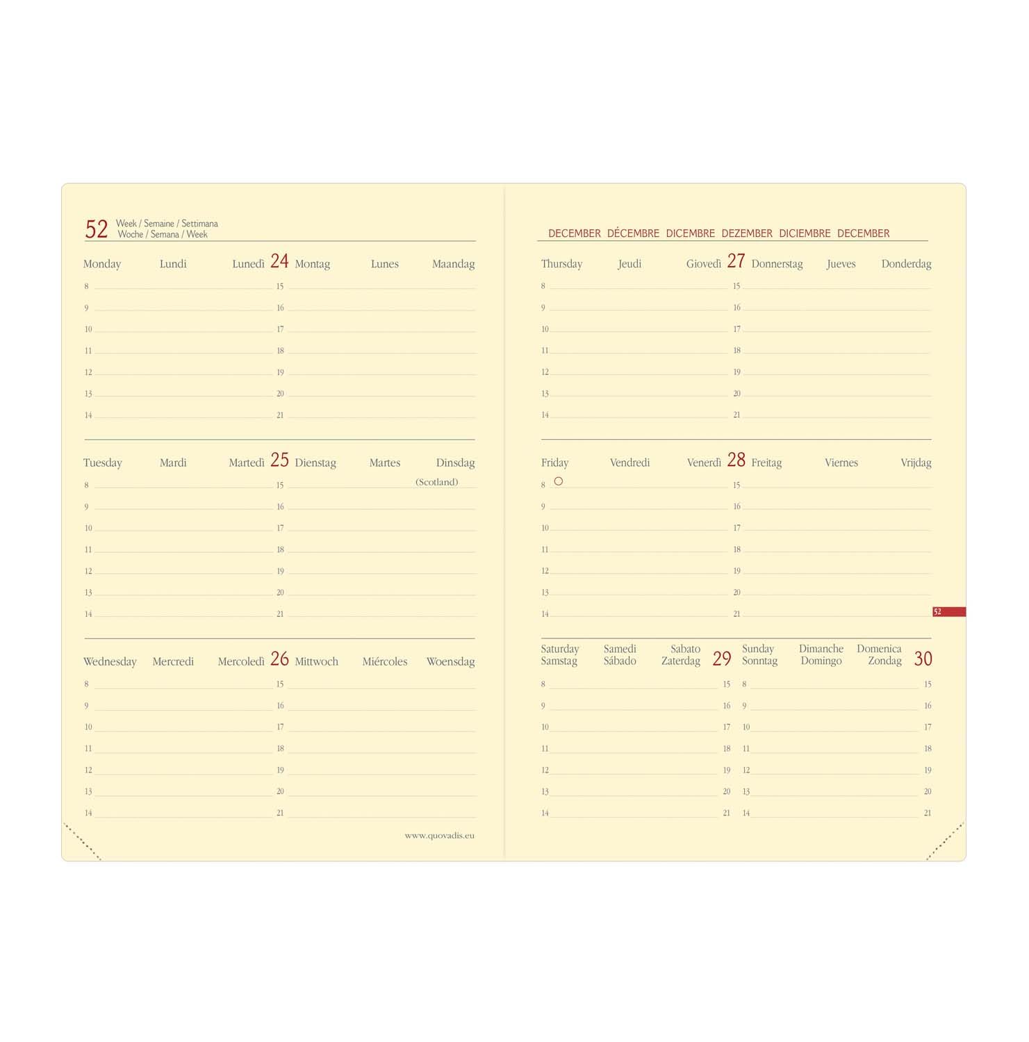 Recharge Agenda Quo Vadis Président SD 2025-2026 - Semainier 16 Mois, 21x27cm