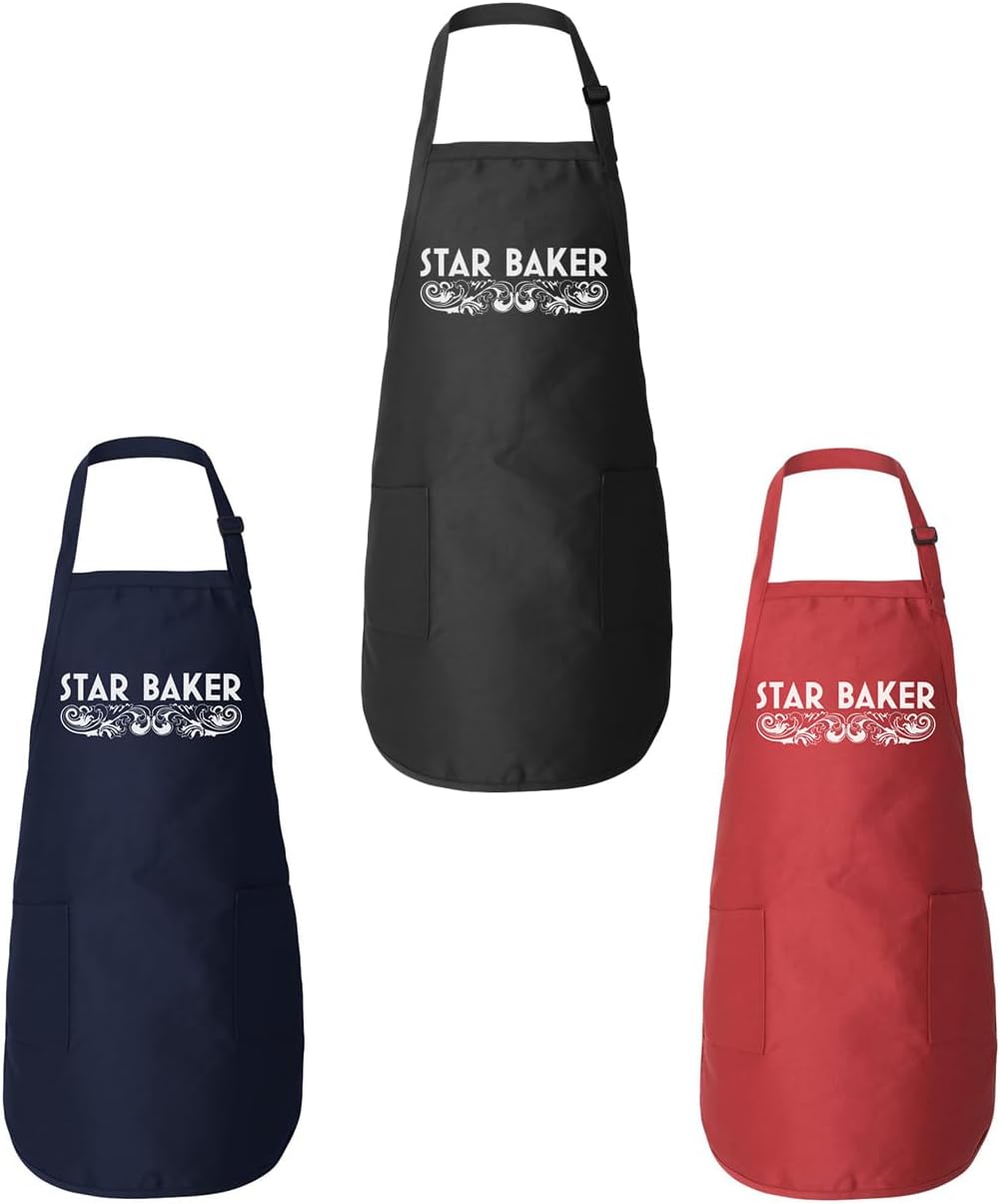 Donkey Tees Star Baker Baking Apron - 2 front pocket kitchen unisex long fit with back ties - Image 2