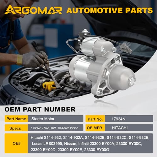 Starter Motor para Nissan 370Z, Infiniti G37/ Q50/ QX50 y más (2008-2026) miniatura 2