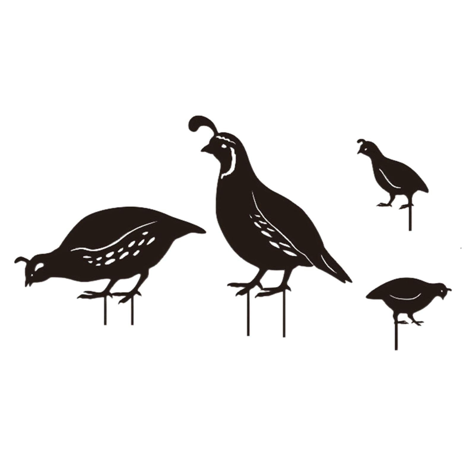 Bothyi 4 Pieces Quail Animal Statue Garden Ornaments Figurines Yard Sign Quail Sculpture Iron Lawn Stakes Garden Decor for Courtyard Lawn Yard