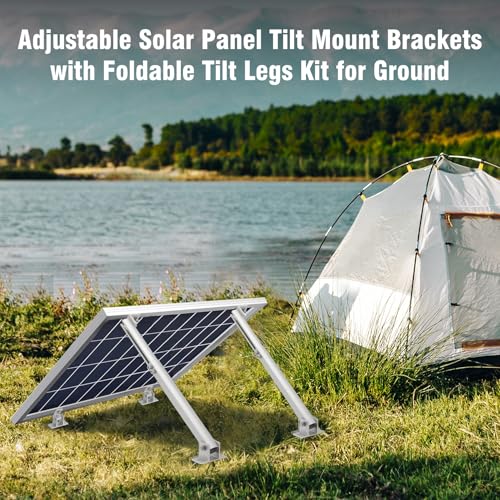 Image of 2 Pack Adjustable Solar Panel Mount Brackets with 17-28 inch Foldable Tilt Legs | Adjustable Solar Panel Brackets Kit for RV /Roof /Ground Fits EcoFlow /Jackery /Bouge RV
