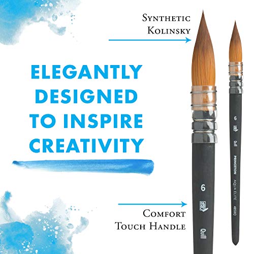 princeton aqua elite series 4850 synthetic kolinsky watercolor paint brushquill 6