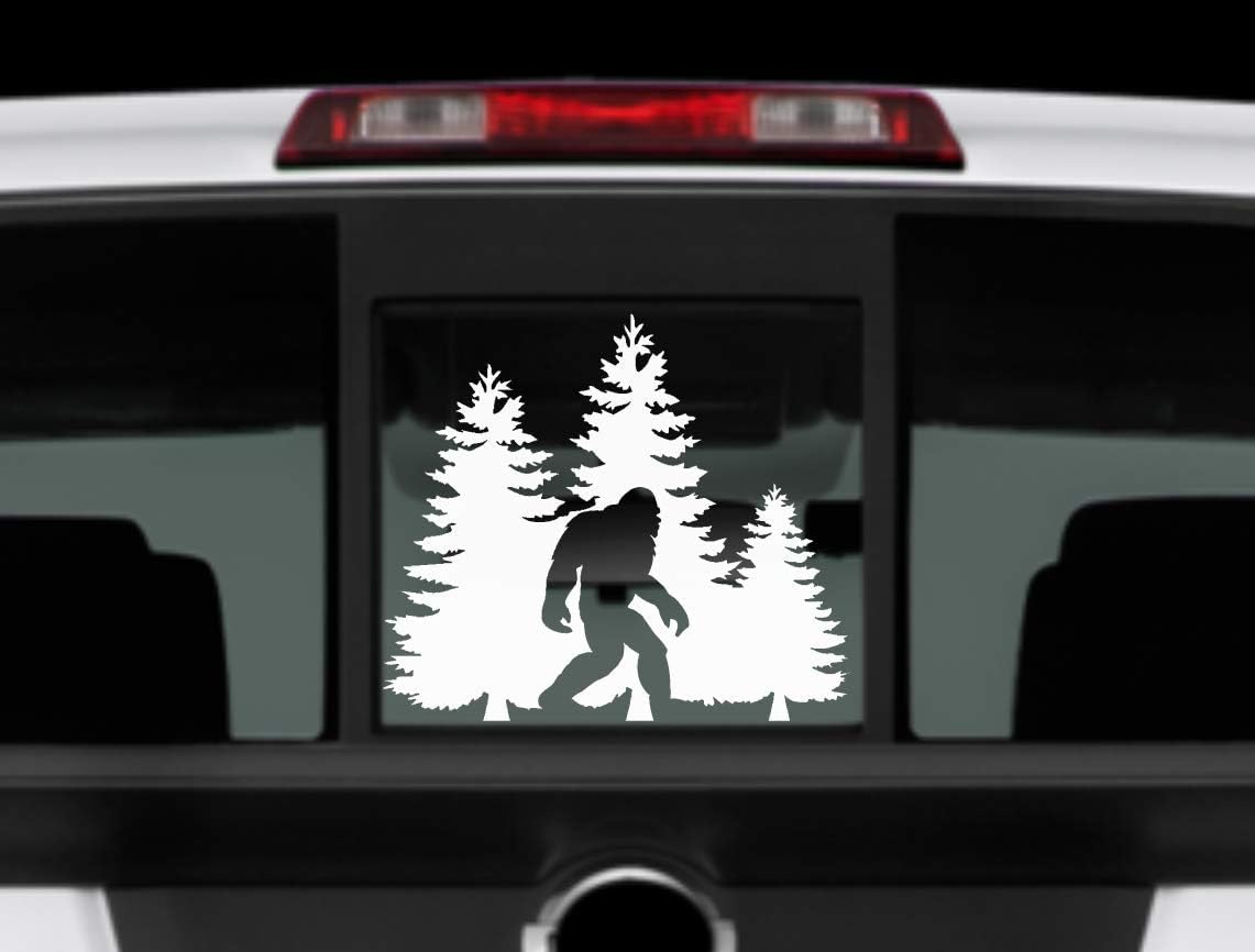 Kojozone Bigfoot Walk in Forest Vinyl Decal Sticker Car Truck SUV Window Wall Cup Laptop (White, 10")