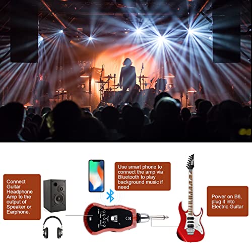KITHOUSE Amplificador de fone de ouvido de guitarra B6, mini plugue de guitarra, receptor Bluetooth