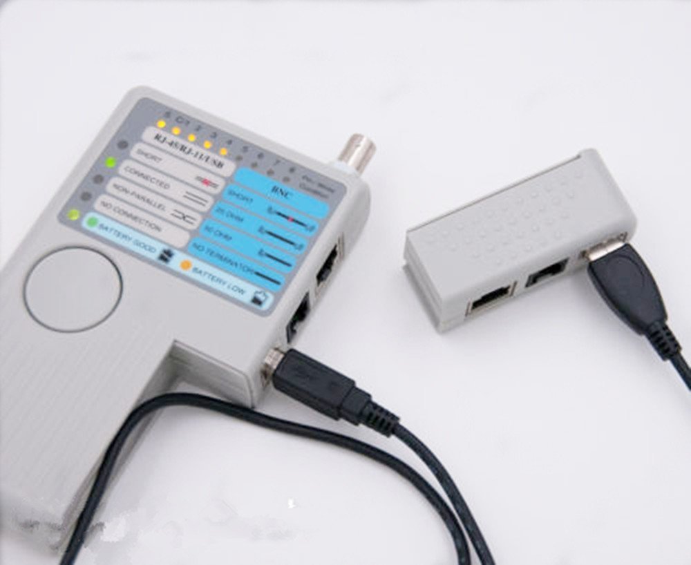 Tester per cavi di rete multifunzione professionale 4 in 1 RJ45/RJ11/USB/BNC LAN, Cat5 Cat6