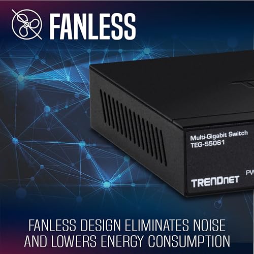 Image of TRENDnet 6-Port Unmanaged 2.5G Switch with 10G SFP+Port, TEG-S5061, 5 x 2.5GBASE-T Ports, 45Gbps SwitchingCapacity, Fanless, Wall Mountable,Lifetime Protection,Black