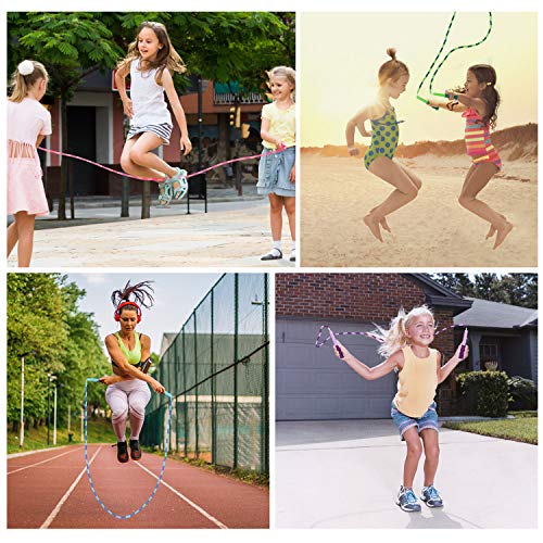 MoKo Springtouw voor kinderen, 2 stuks springtouw met zachte parels, verstelbaar zonder wirwar springkoord, workout… - Image 8
