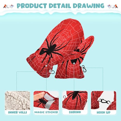 Plaaee Toddler Mittens Spider Web Winter Snow Glove mitten Warm Fleece Kid Ski Gloves for Boys Girls4