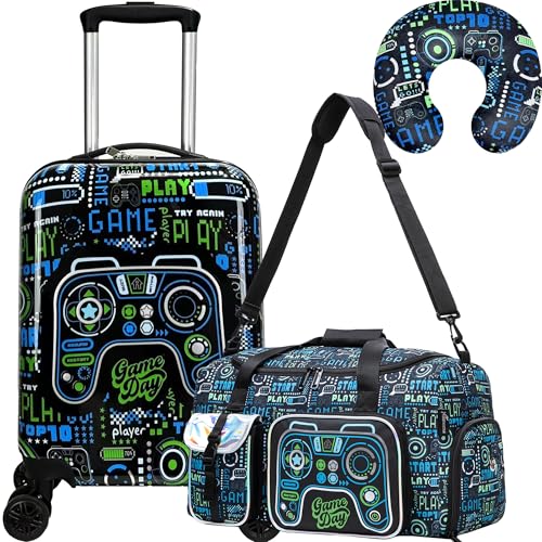 Kid’s Luggage Set 3 Piece Suitcase Set 16’’ Hardside Luggage with Spinner Wheels Girls Boys Carry on Toddler Travel Rolling Suitcase Airline Approved