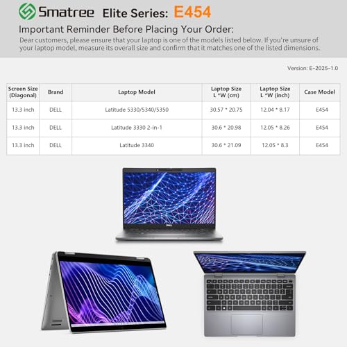 Image of Smatree Laptop Sleeve for 13.3 inch DELL Latitude 5330 /5340 /3340 | for 13.3 inch DELL Latitude 3330 2-in-1 /5350,Case with Accessory Pocket,Patented Shockproof Design(E454)