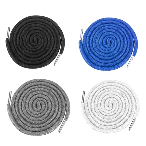 4 Stück Kordel Für HoodieKordel Für Jogginghose,Jogginghose Band,Hosenband,Kordel Für Hoodie,Hoodie Polyester Band Universal 130 cm Kordelenden Metall Ersatz-Saiten.(Schwarz, Dunkelblau, Weiß, Grau)