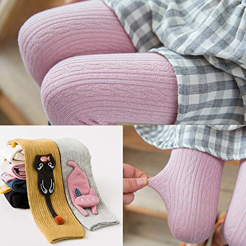 3 Pack Girls Knit Leggings Pants Footless Cute Cat Tights Pantyhose 1-8 Years4