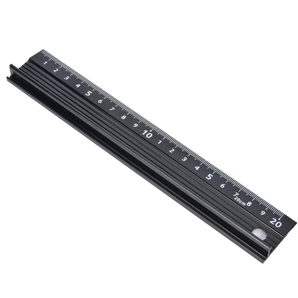 Walfront Schneidelineal Metall 20cm Sicherheitslineal mit Gummistreifen für Längenmessung Stoffe Gerades Schneiden Bastelbedarf (L Typ 20 cm)