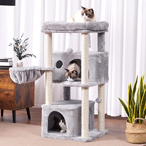 Hey-Brother Cat Tree,Multi-Level Cat Condo For Large Cat Tower Furniture With Sisal-Covered Scratching Posts, 2 Plush Condos, Big Plush Perches Mpj011W #TOP7