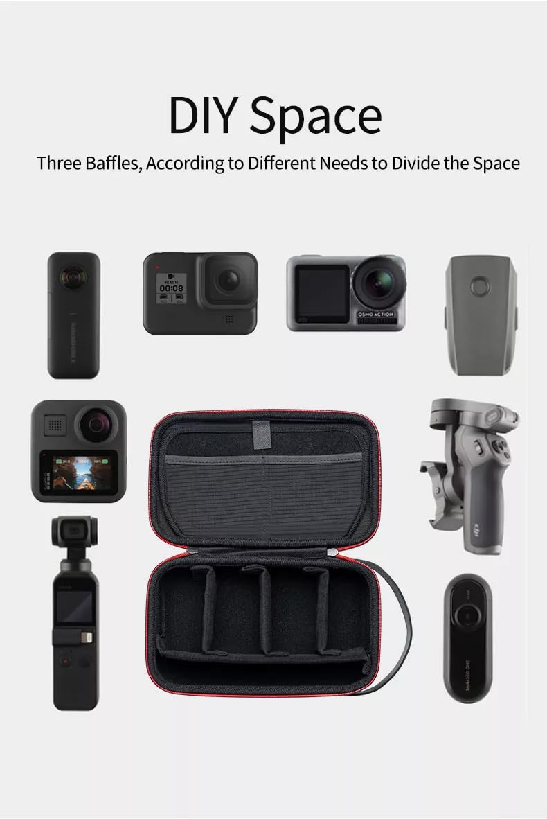 TELESIN Telesin Multifunktionale wasserdichte erweiterbare Hartschale, tragbare Aufbewahrungstasche, Tragetasche, verstellbarer Platz für GoPro, Insta360 Ace Action-Kamera