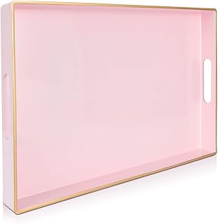 Gifturbo Pink Serving Trays,Decorative Serving Tray with Handles, Coffee...