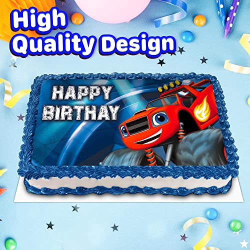 8.3 Blaze The Monster Cake Topper –Square Edible Birthday Cake Decorations, Happy Birthday Cake #TOP1