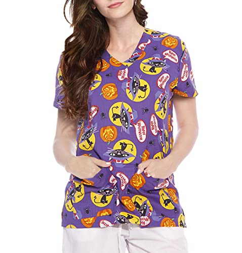 Dreamcrest 217V-16-S Women's Scrub Tops/Holiday Scrubs/Nursing Scrubs