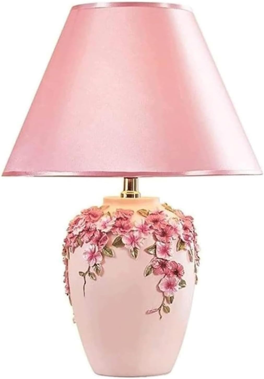 Bedside Table Lamps Pink Flower Lamp Creative Hand-Painted Engraving