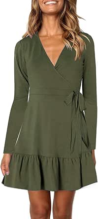 Amazon.com: ZESICA Women’s Summer Wrap V Neck Bohemian Floral Print ...