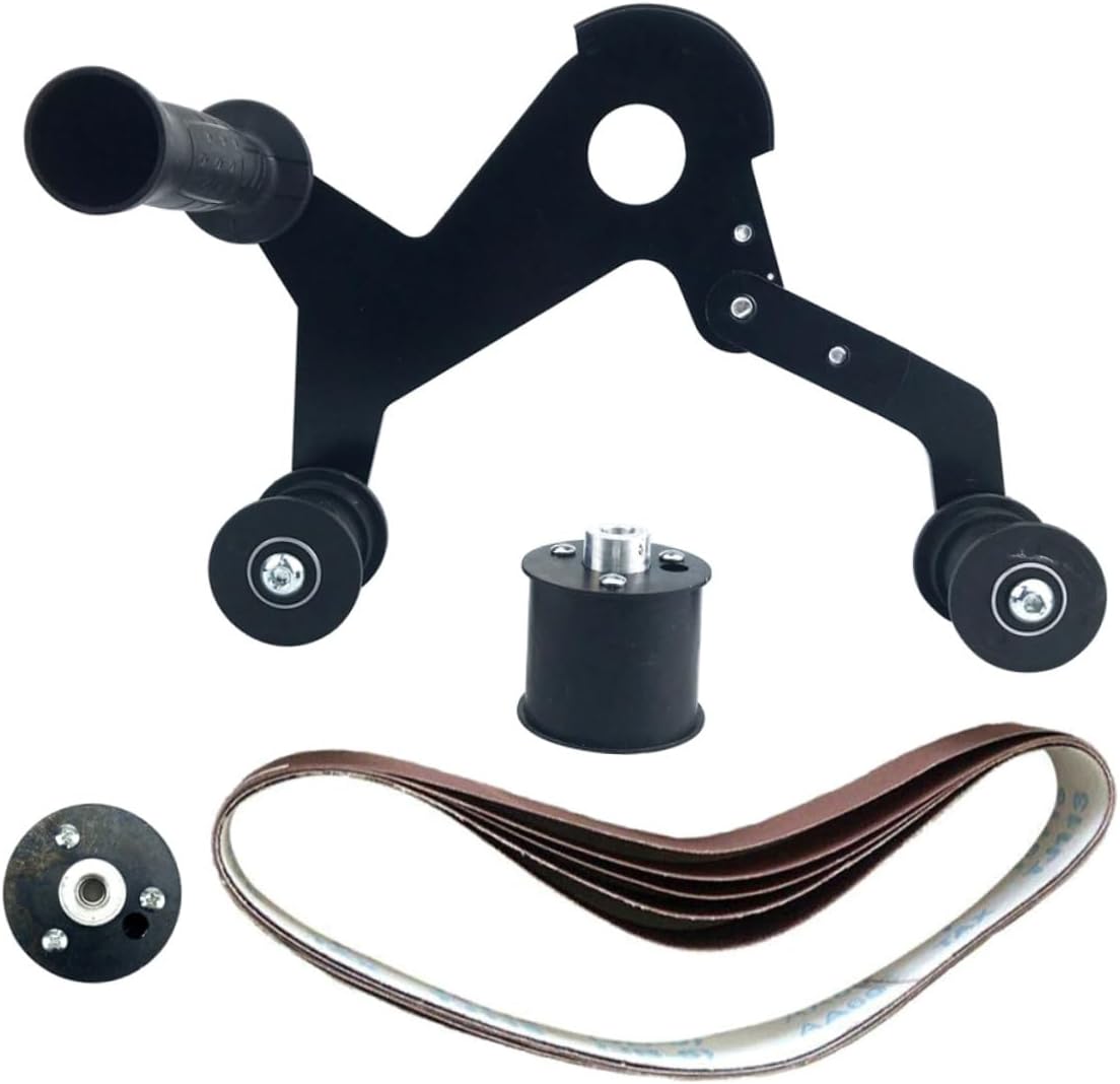 Mini Handheld Belt Sander Polisher Attachment for Pipe Grinding Uniform Polishing Spring for Metalworking Woodworking Removal and Mirror Finish