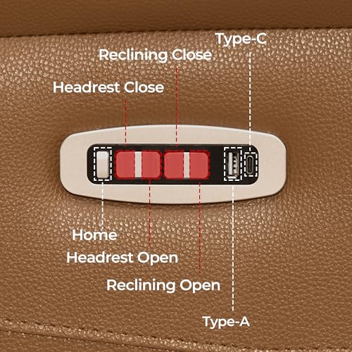 Image of CHITA Leather Power Recliner Sofa Wall Hugger, Saddle, Loveseat