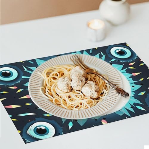 Sets de table mauvais yeux lavables et antidérapants pour cuisine - 8
