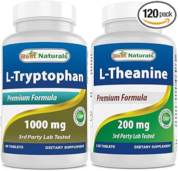 Best Naturals L-Tryptophan 1000 mg & L-Theanine 200mg