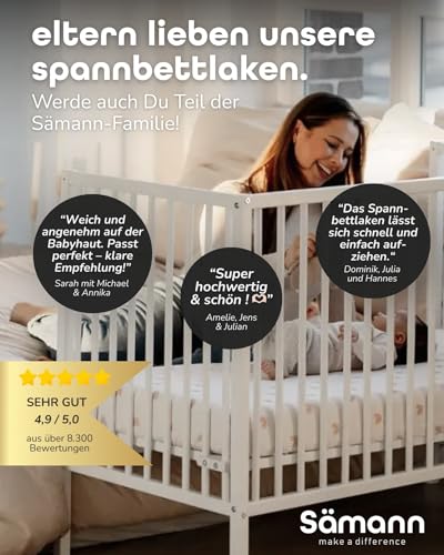 Sämann Jersey Spannbettlaken Spannbetttuch für Laufgitter 120x120 cm, Baumwolle Natur