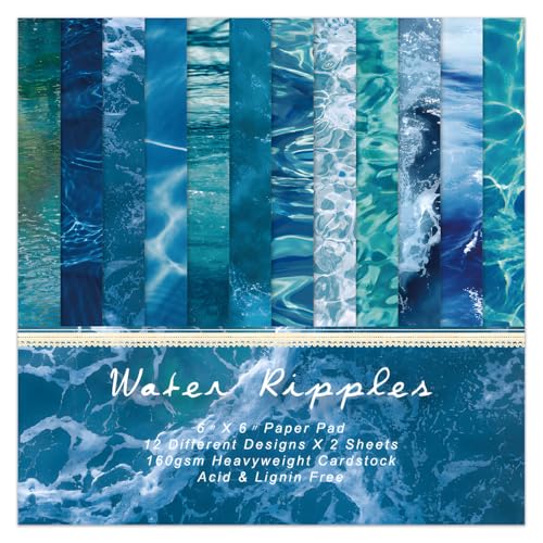 Blue Scrapbooking Paper Pad - 24 Sheets 6"x 6" Sea