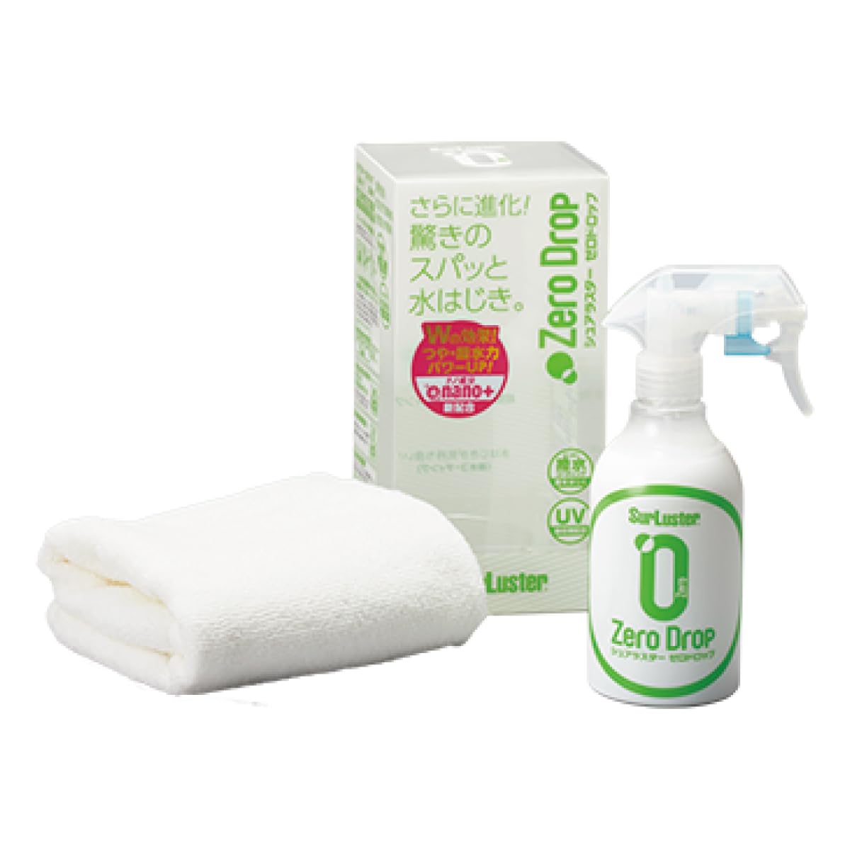 SurLuster(シュアラスター) ゼロドロップ 280ml 撥水 ガラス系コーティング 約2ヶ月耐久 艶 光沢 紫外線吸収剤 UV 保護 車 バイク 自転車 簡単施工 洗車 クロス付き スプレーコーティング S-113商品画像