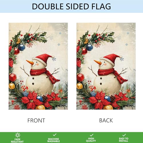 Drapeau de jardin bonhomme de neige double face抗风不褪色户外花园装饰旗