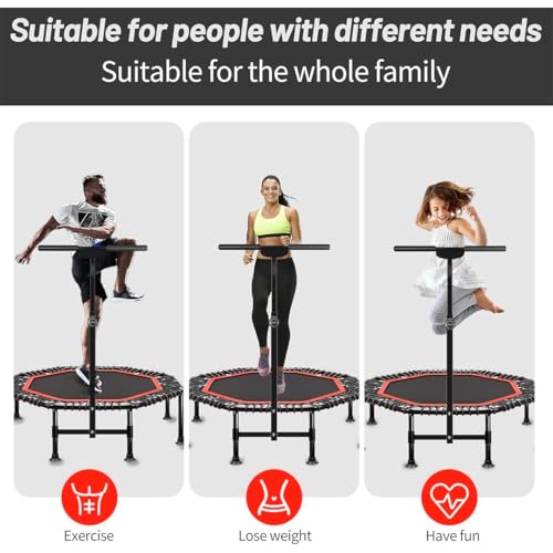 45 Inch Rebounder Trampoline for Adults, Max 330 lbs Load Capacity, Portable Fitness Exercise with 3-Level Adjustable Foam Handle for Indoor and Outdoor Exercise - Image 4
