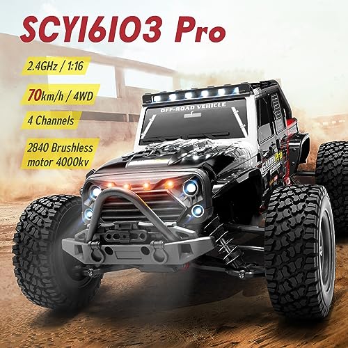 Image of 1 /16 Rc Cars SCY16103pro RC Truck 4X4 High Speed 70 Km /h Remote Control Car 3 Rechargeable 1500mah Batteries RC Car with LED Light for Boys Adults