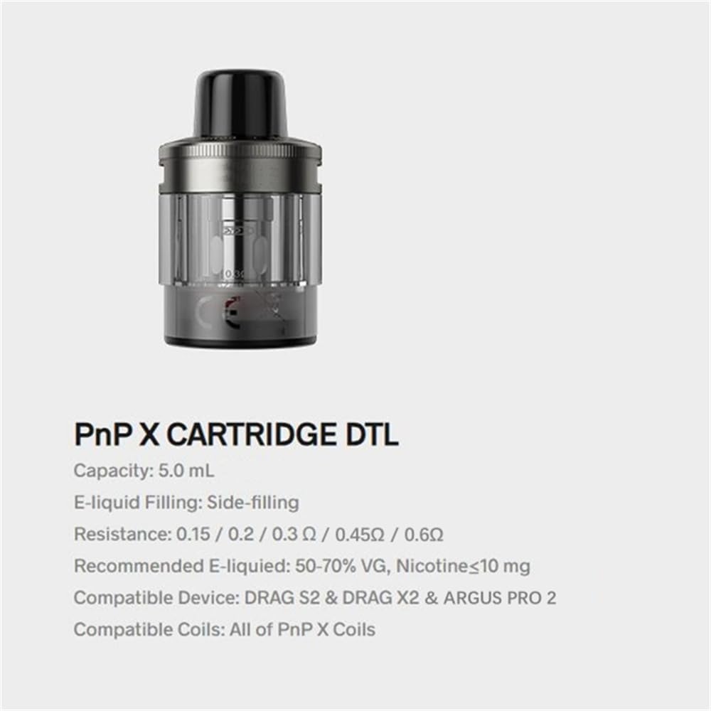Cartouche PnP X DTL de dosette vide 5 ml VO-'OPOO (Gris Paquete de 2) [ Cartouche