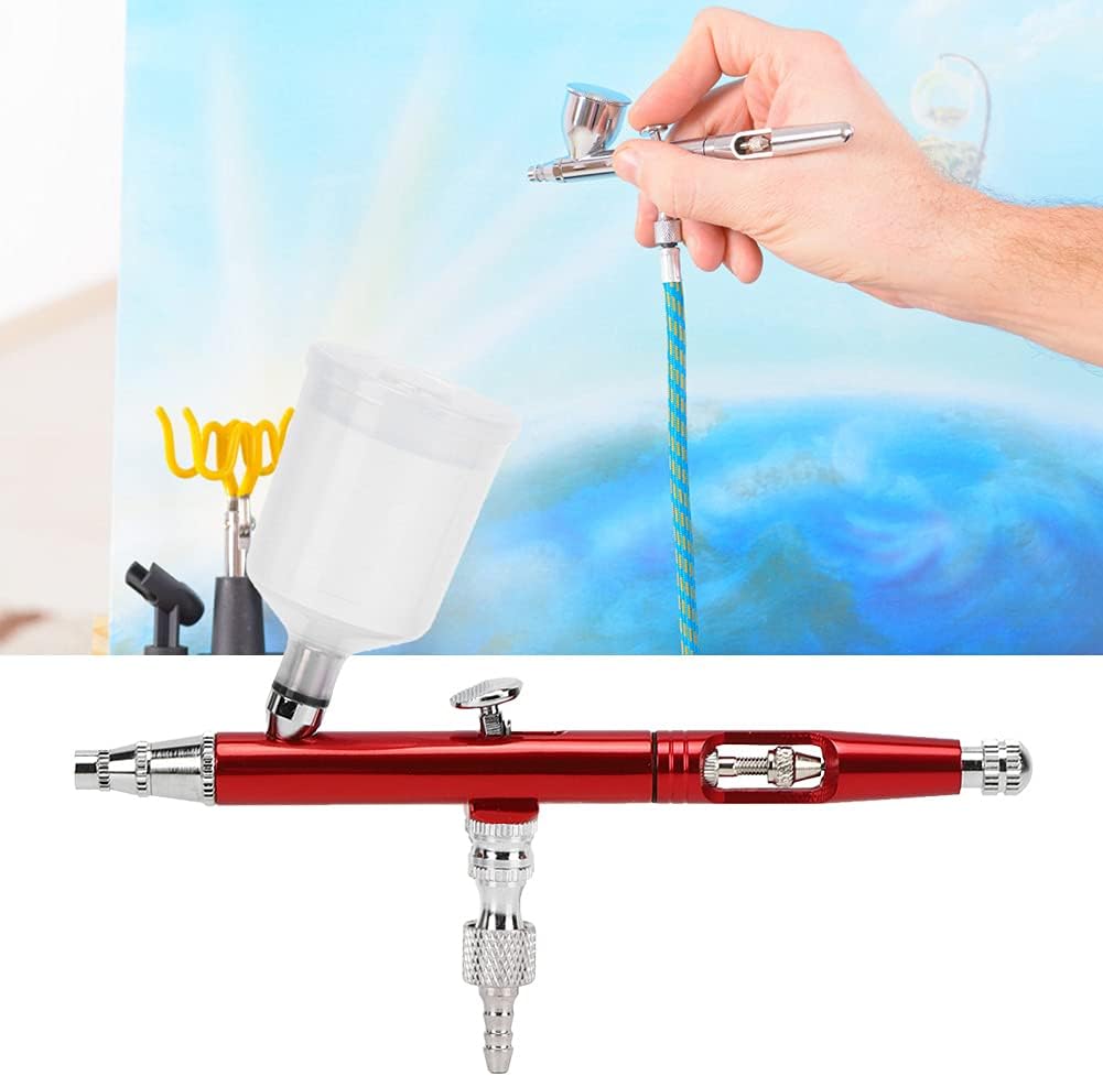 Painting Airbrush Cordless Airbrush Compressor Air Brushes for Painting, 0.3mm Painting Spray Gun, Double Action for Color Painting Advertising(red)